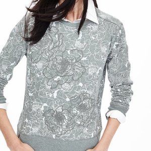 Banana Republic Gray and White Floral Sweatshirt